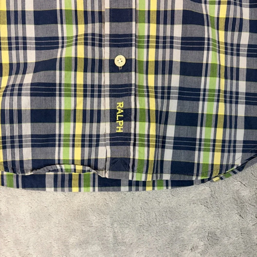 VTG 90s Ralph Ralph Lauren Preppy Youth Small Plaid Button-Up Shirt Long Sleeve